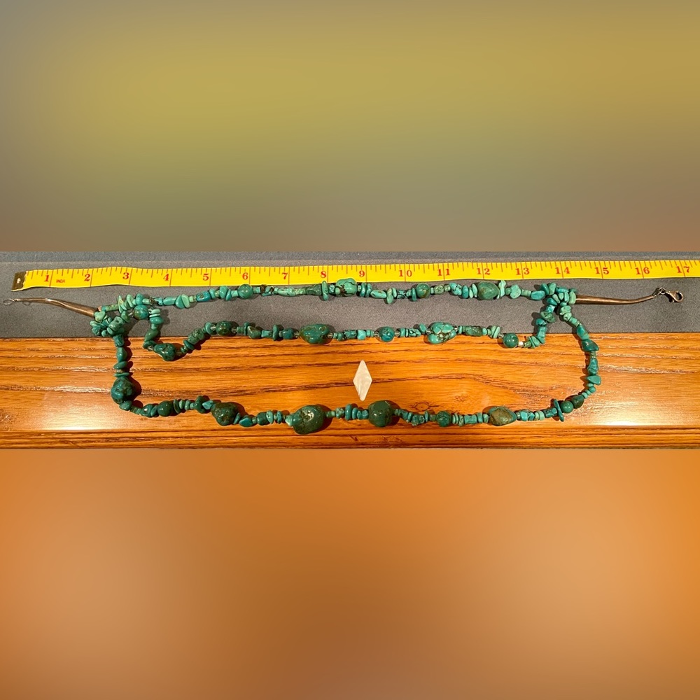 Triple-strand turquoise and 925 SS necklace - Picture 4 of 5